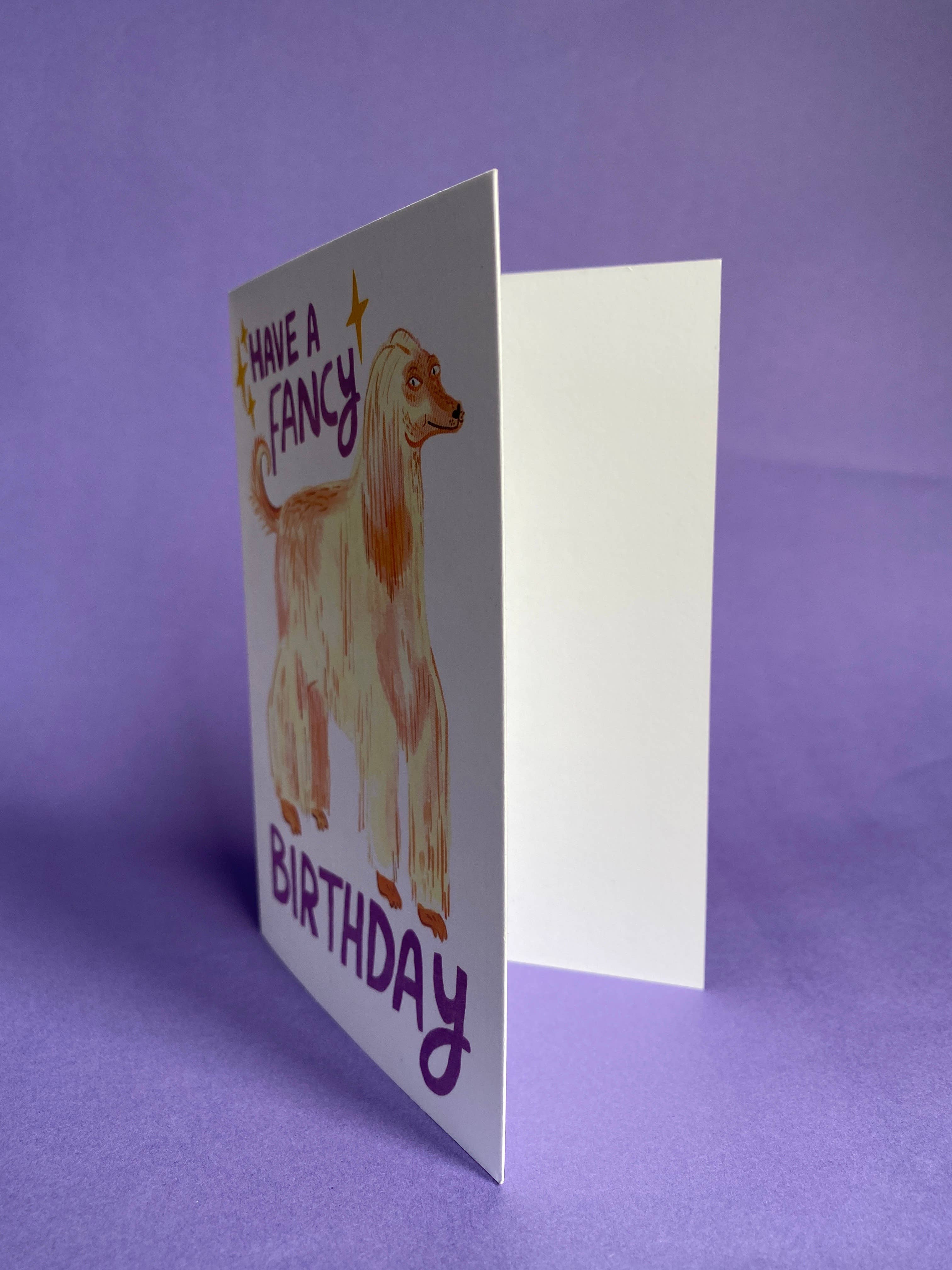 Fernandes Makes - Wholesale Birthday Card - Have a Fancy Birthday Afghan Hound Dog A6 Greeting Card2