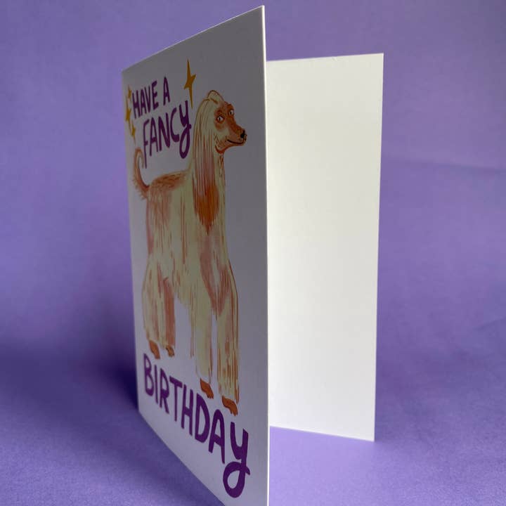 Fernandes Makes - Wholesale Birthday Card - Have a Fancy Birthday Afghan Hound Dog A6 Greeting Card2