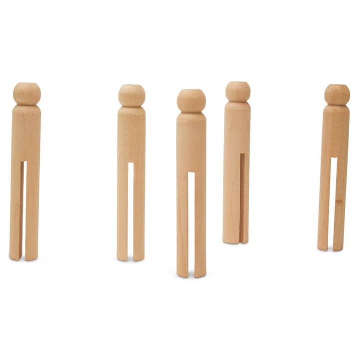 Woodpeckers Crafts - Wholesale DIY Craft Kit - Wood Doll Clothespin, Round, 3-3/4", straight bottom1