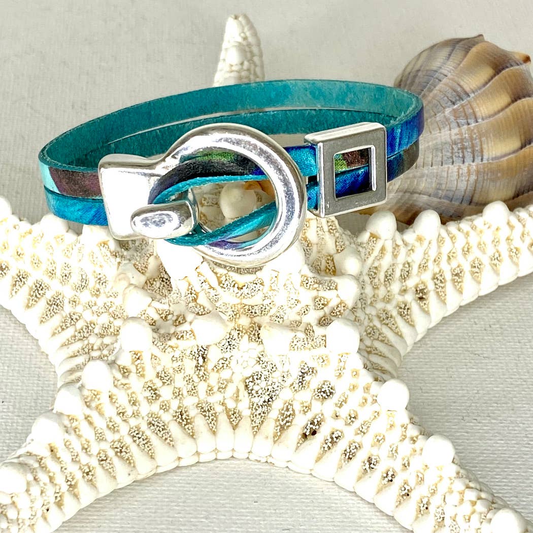 Jackie Gallagher Designs - Handmade Coastal Jewelry - Wholesale Armband - Aquarel cirkelsluiting lederen armband1