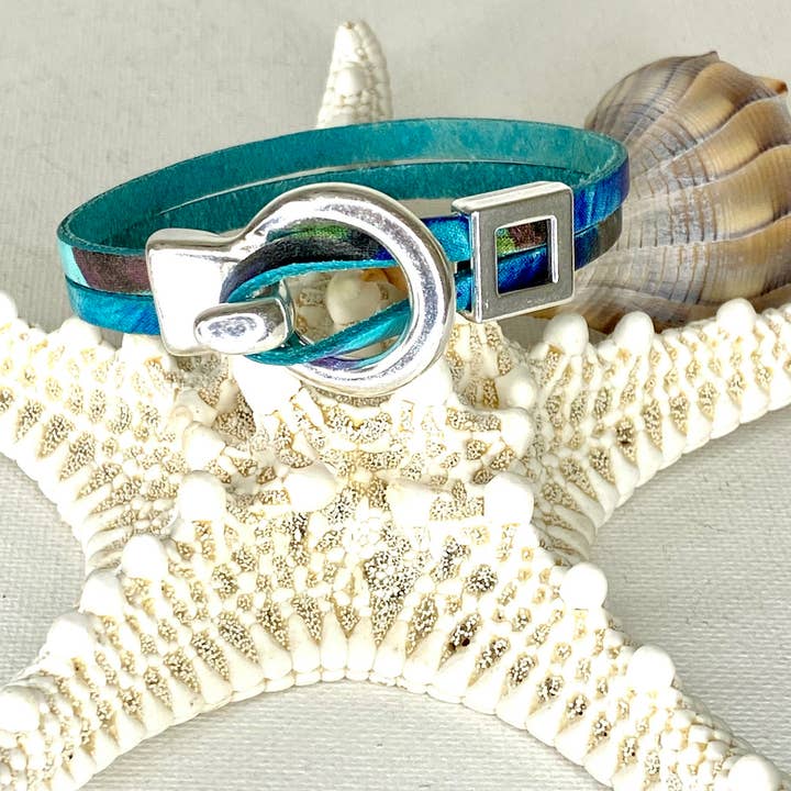 Jackie Gallagher Designs - Handmade Coastal Jewelry - Wholesale Armband - Aquarel cirkelsluiting lederen armband1
