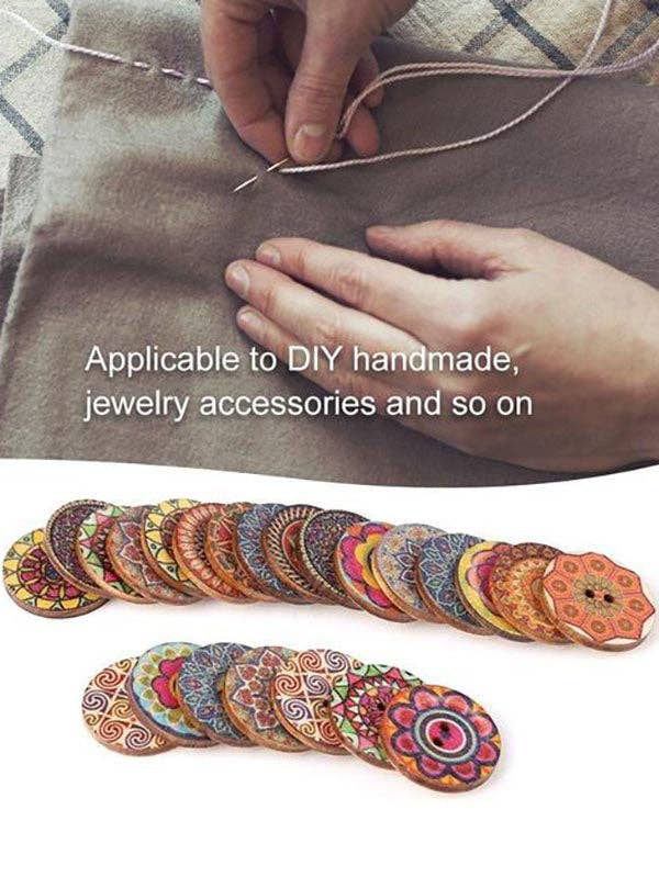 RANDOM COLOR About 100Pcs Multi-Color Wooden Round Sewing Buttons For DIY Craft Decoration for wholesale on Faire1