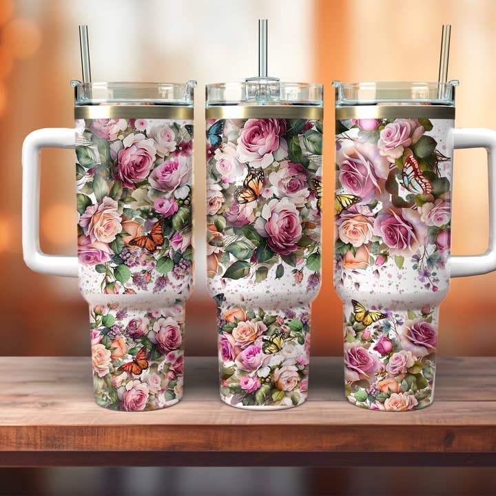 Blomstermix 24 40oz Tumbler med Håndtag for engroshandel hos JAC Wholesale