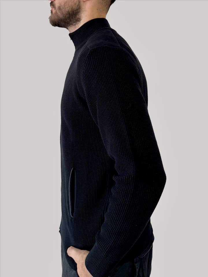 Renzo Uomo - Wholesale Knit Sweater - Men's - Art. 4120 Renzo Uomo Knitted Zip Cardigan4