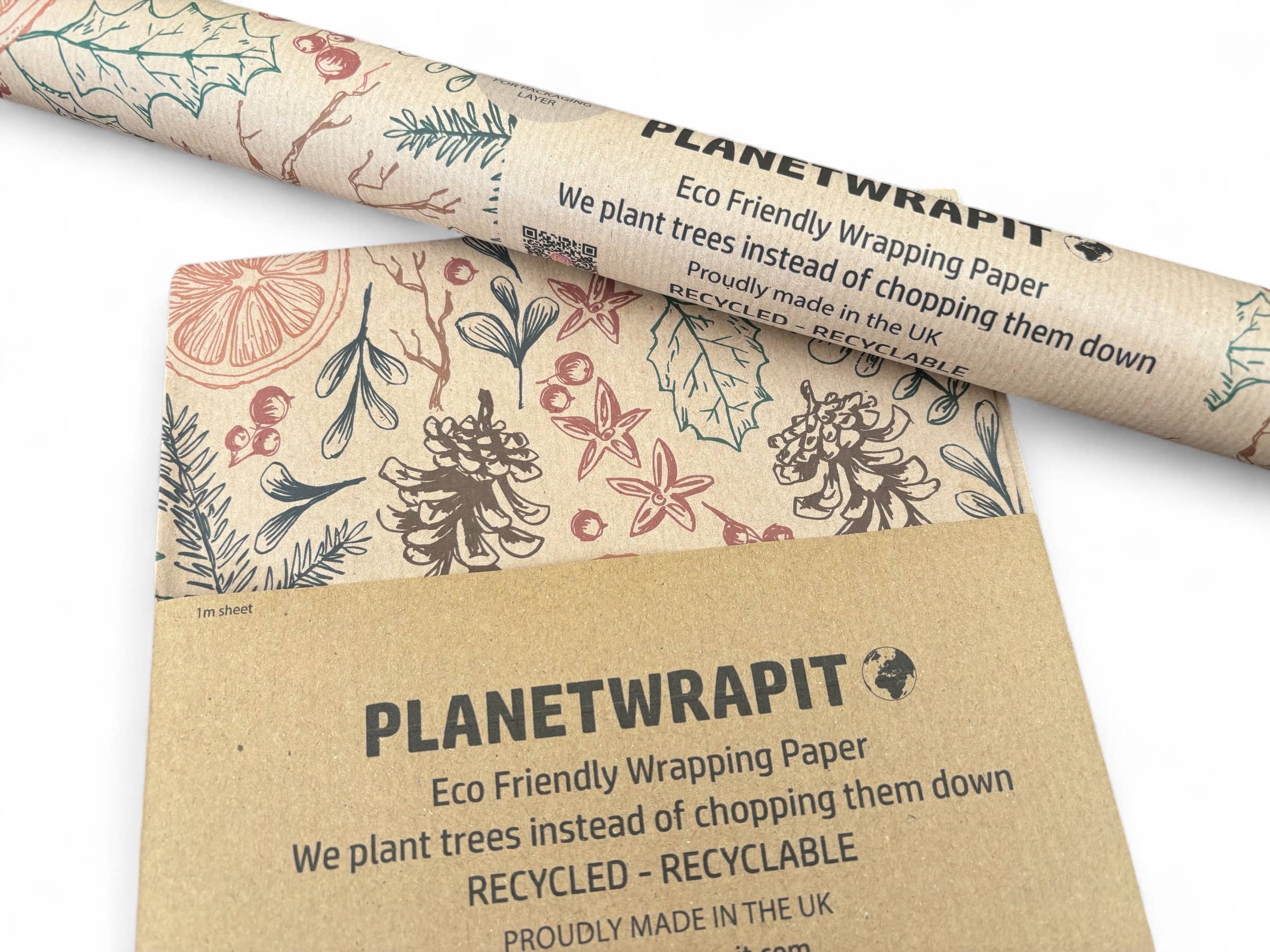 PlanetWrapIt - Wholesale Flat Wrap - Christmas Dried Oranges Recycled Kraft Gift Wrapping Paper 3