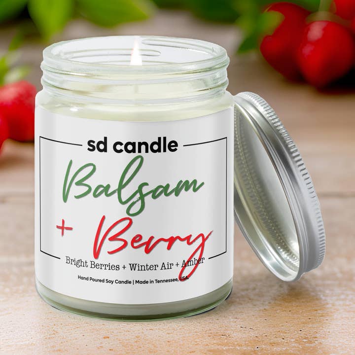 Silver Dollar Candle Co. - Wholesale Jar/Filled Candle - Balsam & Berry Christmas Candle - 9oz Pure Soy Candle0