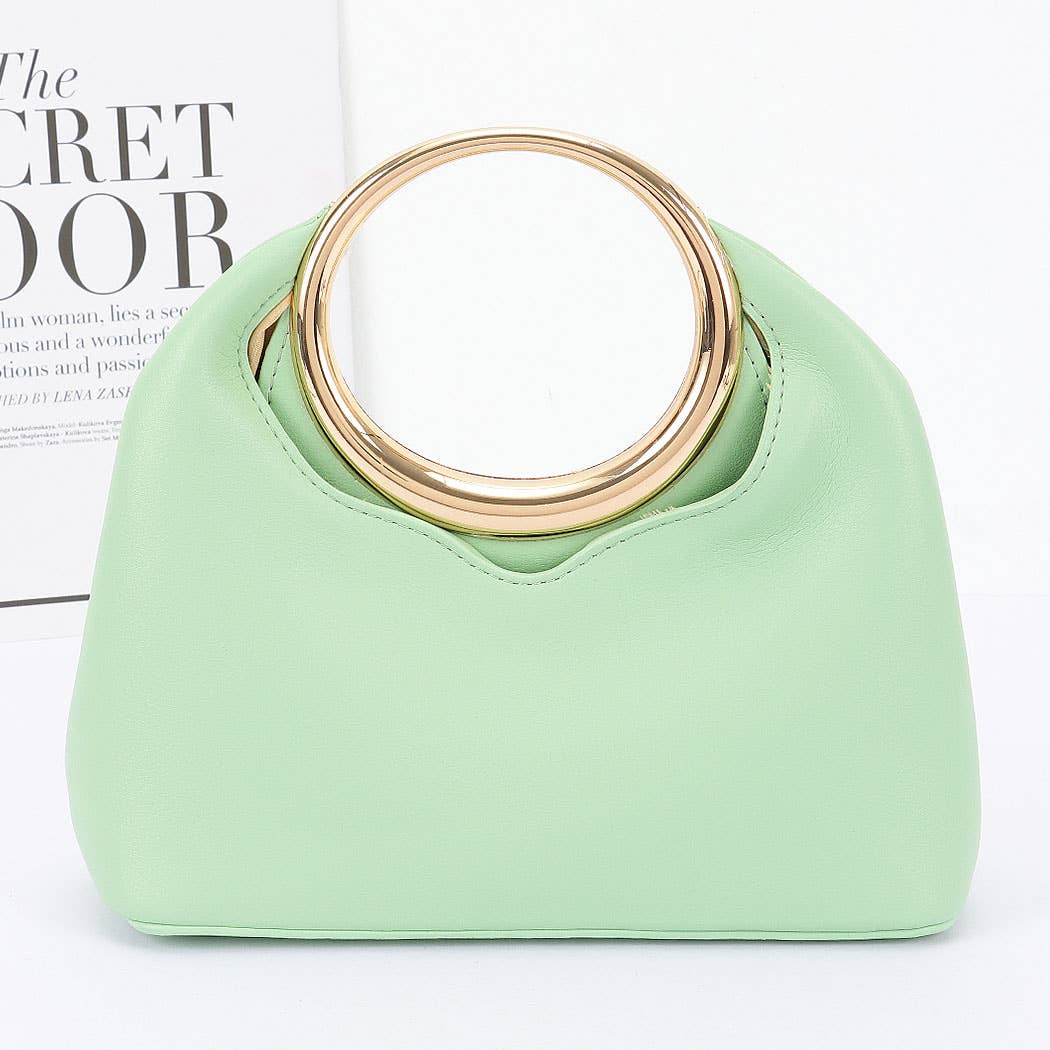 3AM BY H&D ACCESSORIES – Großhandel Henkeltasche – Damen – Faux-Leder-Tasche mit rundem Metallgriff0