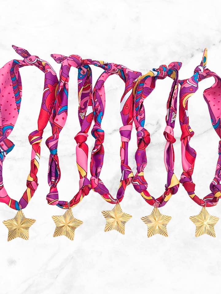 Pink Starfruit Scarf Necklace for wholesale by Valois Designs