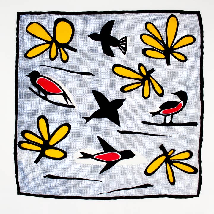 Matilde Beldroega - Wholesale Handkerchief - Unisex - 100% silk scarf - Little Birds Dancing - small2