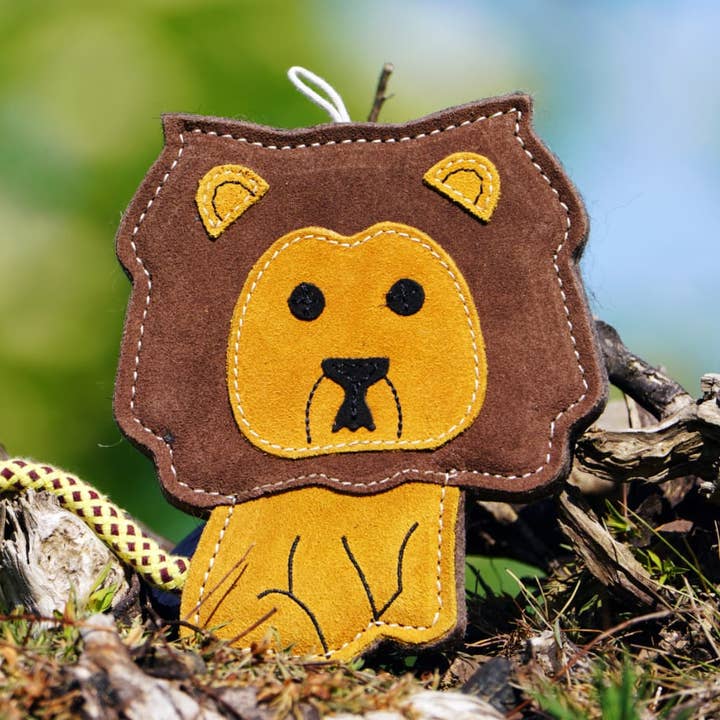 Howard the Lion shaped Tough Eco Dog Toy for wholesale by Aurora Paws