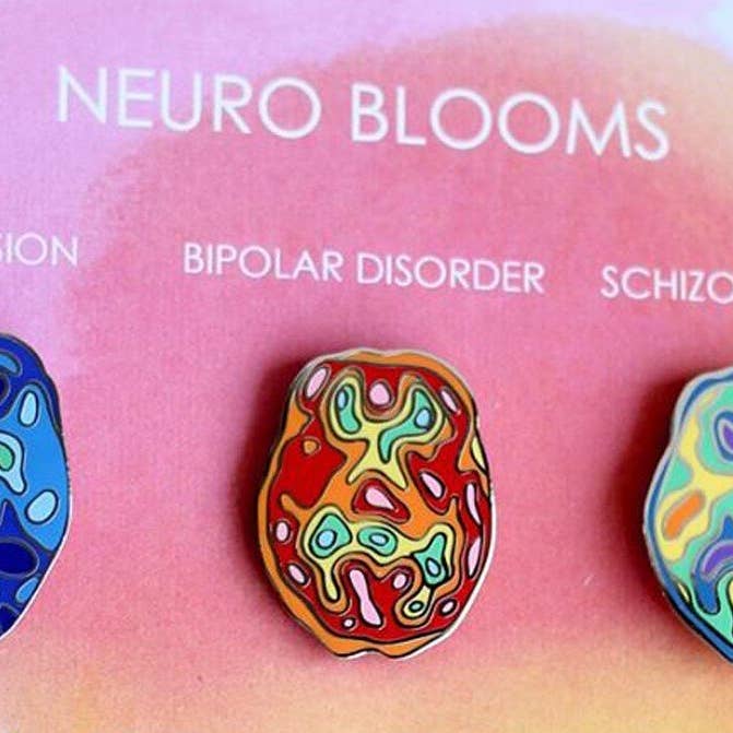 Neuro Blooms - Wholesale Lapel Pin/Button - 3 Pc Enamel Pin Set - Depression, Bipolar, Schizophrenia