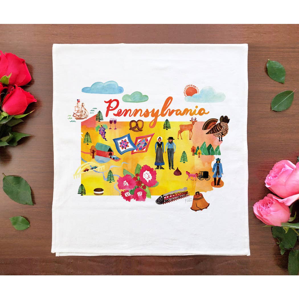 Allport Editions - Vente Torchons - Série de serviettes avec cartes à l'aquarelle - découvrez les 28 États !16