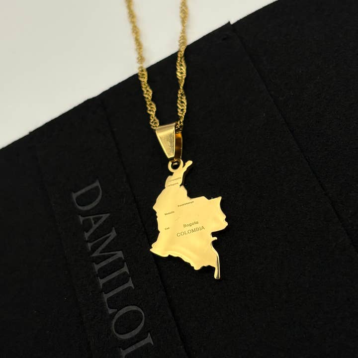 Colombia Map Engraved Necklace for wholesale by Damilola Jewellery