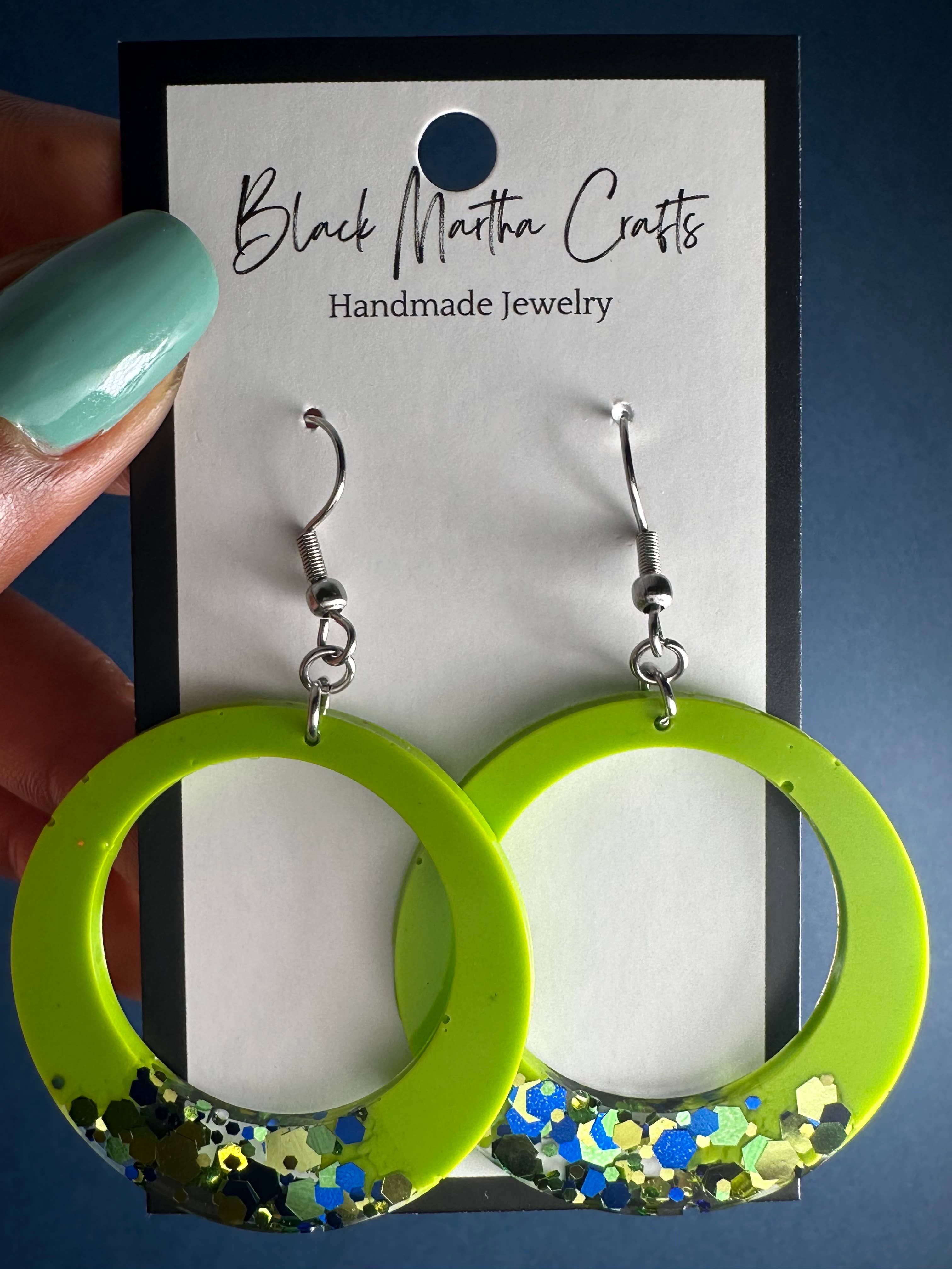 Black Martha Crafts - Wholesale Dangle Earrings - "12th Glam"- Glitter Resin Earrings2