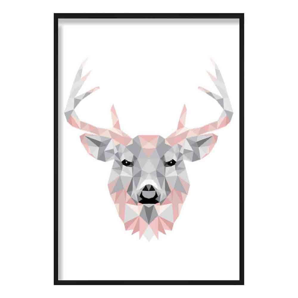 Artze Wall Art – wholesale Poster – Geometrisk Poly Blush Rosa och Grå Stag Head Poster0