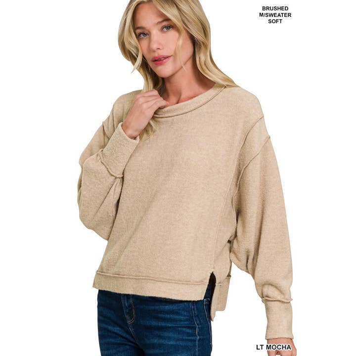 Apolline - Wholesale Sweatshirt - Women's - Brushed melange hacci oversized sweater9
