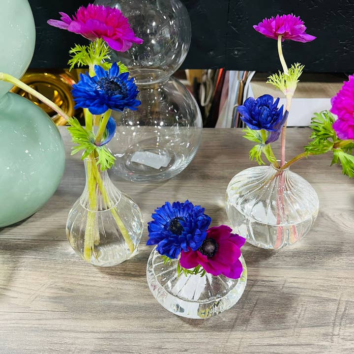 Sweet Home Deco – wholesale Vase – Ribbed Glass Bud Vases, Table Centerpiece Flower Vase, Clear4