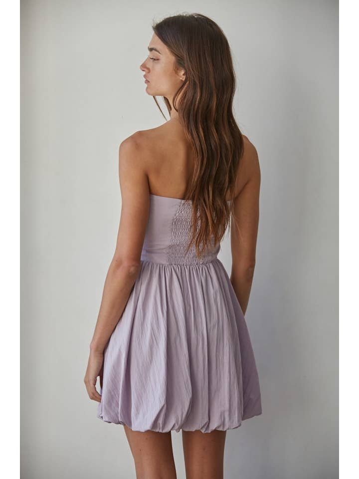 By Together - Wholesale Dress - Women's - L8074 | Woven Cotton Nylon Strapless Bubble Mini Dress