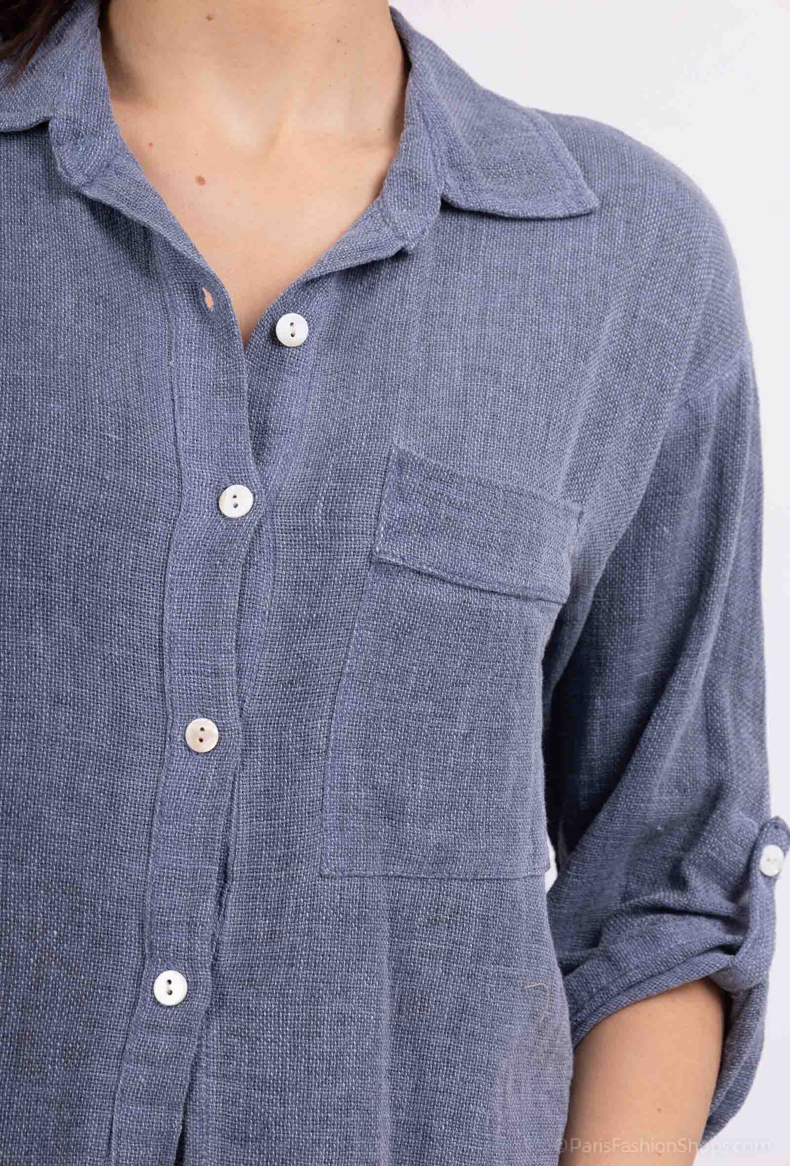 Shyloh - Wholesale Button Down Shirt - Women's - Linen cotton top 157829