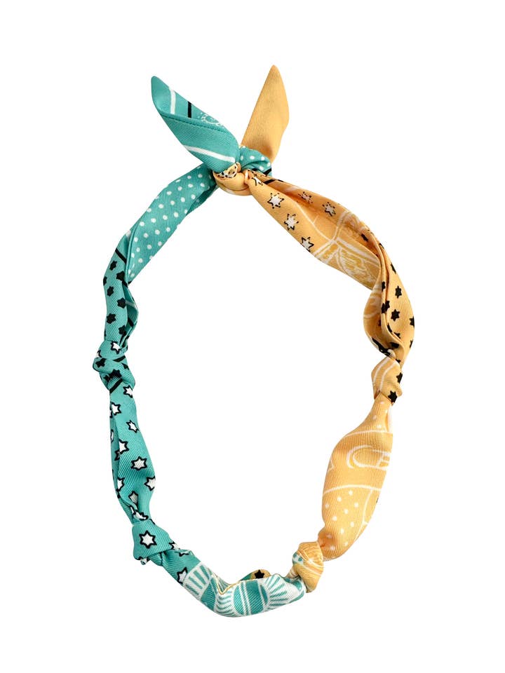 Carley Bandana Scarf Necklace Teal Yellow - Create your own for wholesale by Gemelli