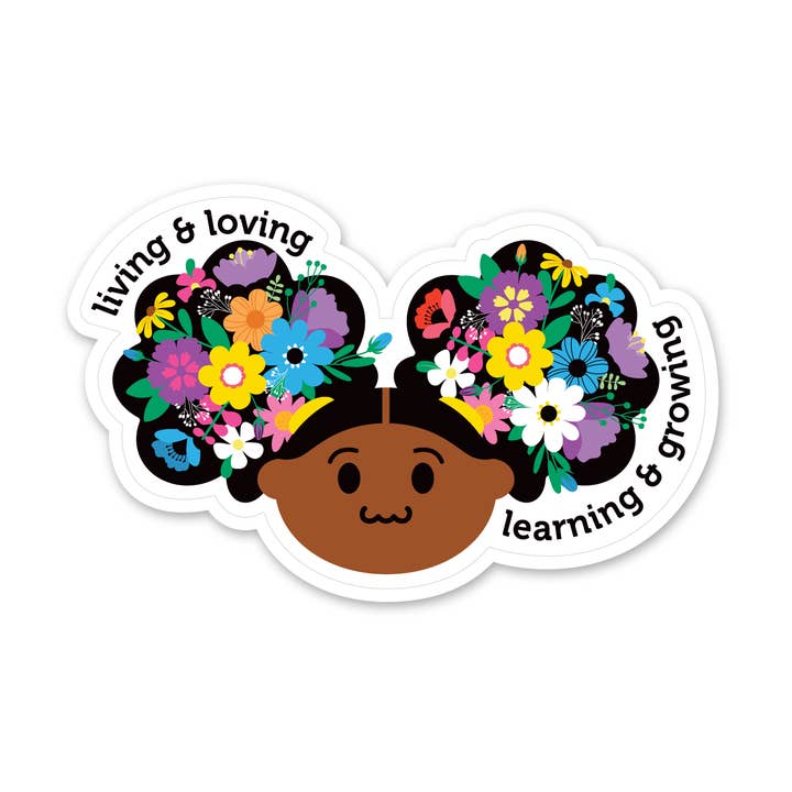 Black Girl (Zuri) Flower Afropuffs Affirmation Sticker for wholesale by Zuri & Dre