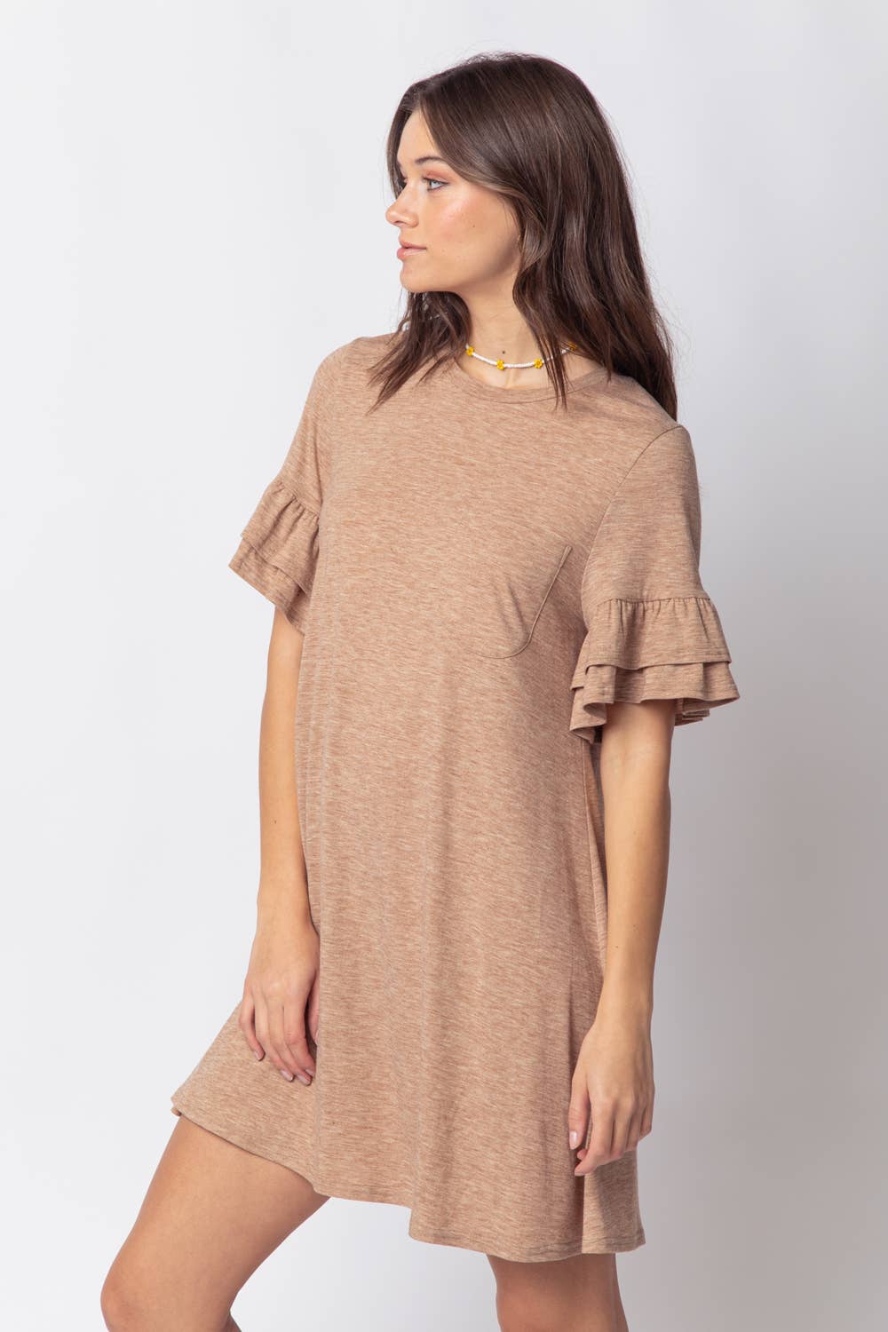 VERY J - Wholesale Dress - Women's - ND30255-French Terry Pocket Tee Shirt Dress11