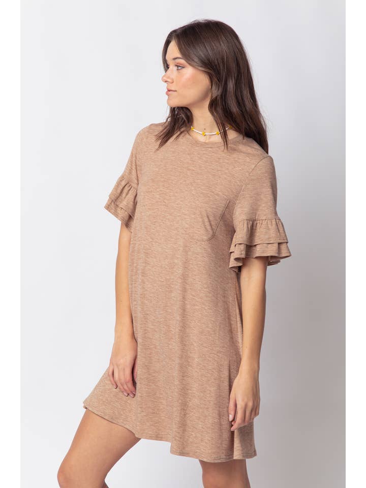 VERY J - Wholesale Dress - Women's - ND30255-French Terry Pocket Tee Shirt Dress11