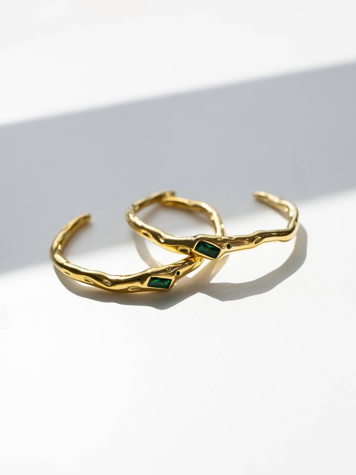 Burke Crystal Gemstone Gold Cuff Bracelet || Choose Color for wholesale by BELJOY