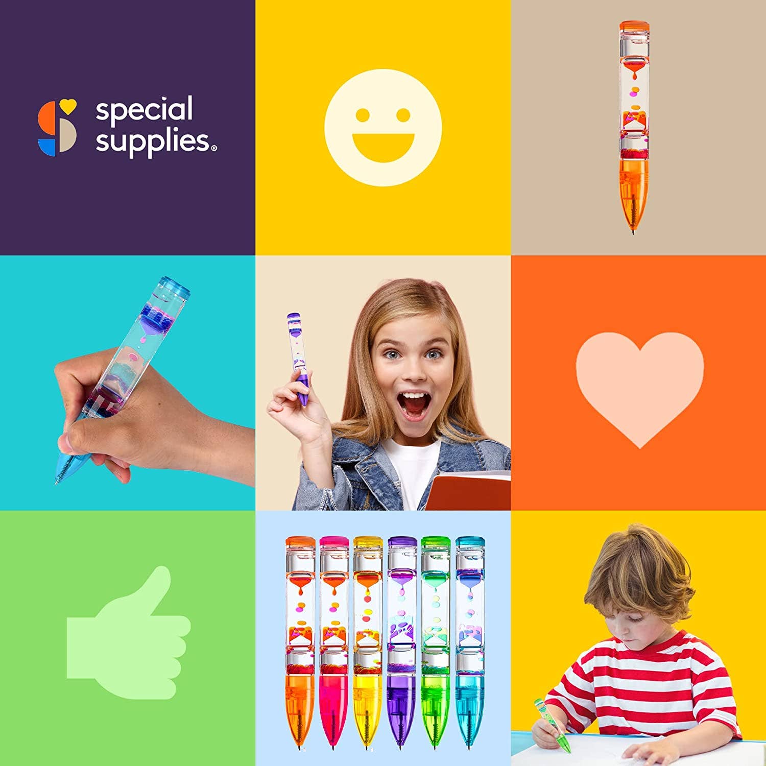 Special Supplies - Wholesale Pen - Liquid Motion Pens, 6 Pack Colorful Hourglass Timer Pens with Droplet Movement2