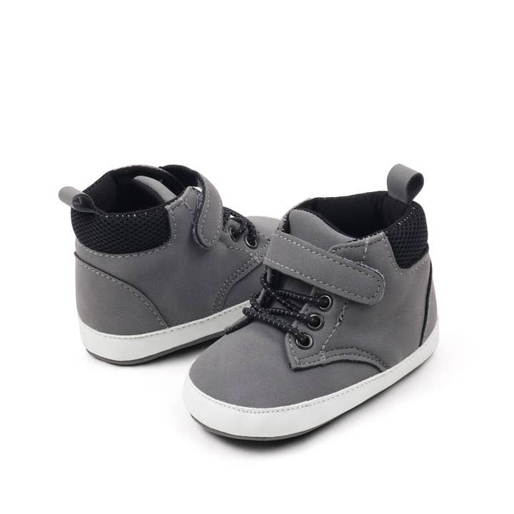 Kids Charm Online - Wholesale Lifestyle Sneakers - Kids - Gray cute boy baby shoes w/ velcro. MY3192-G4