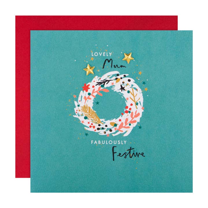 Hallmark - Wholesale Christmas Card - Christmas Card for Mum - Contemporary Wreath Design