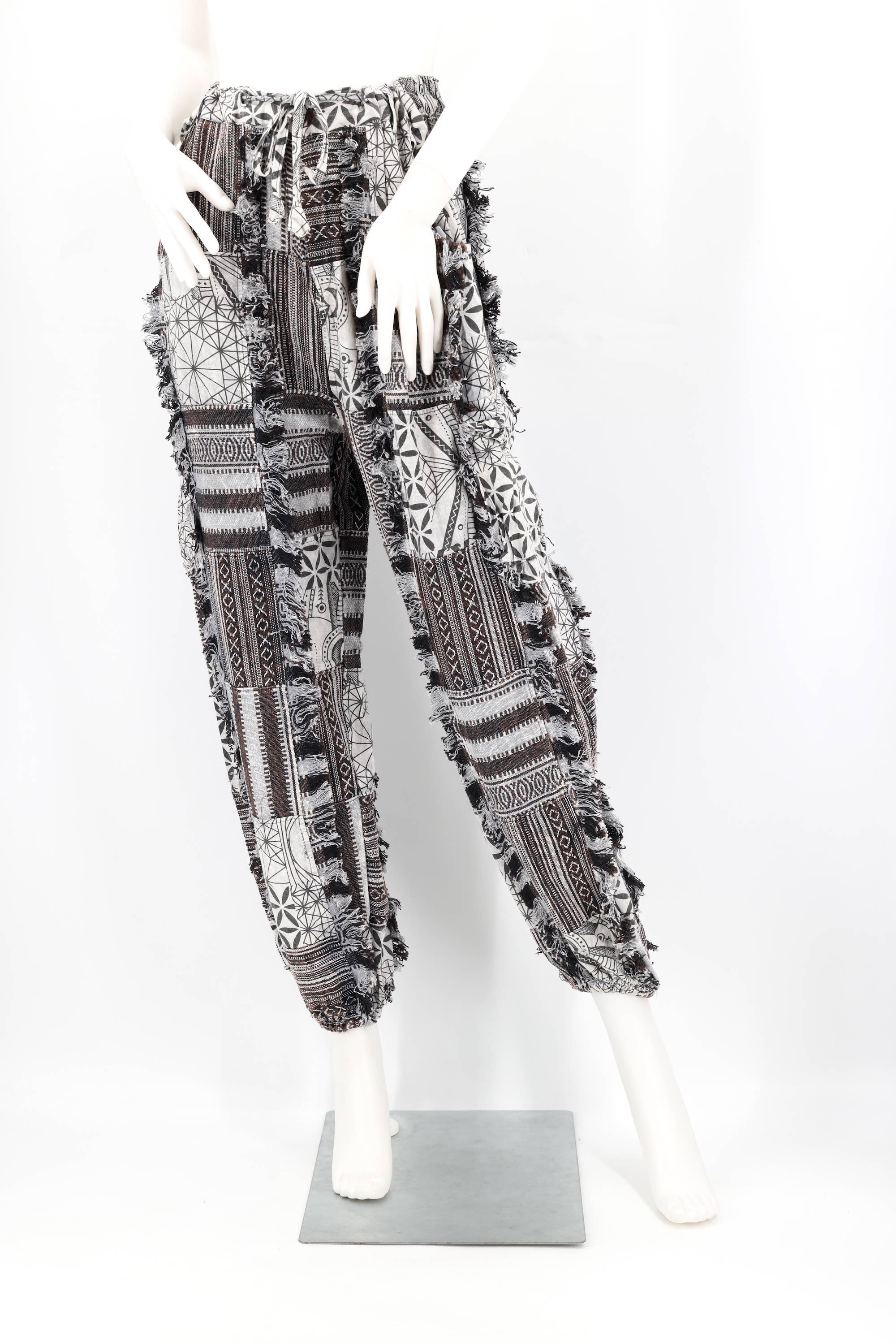 Himalaya Handmade - Wholesale Pants - Unisex - Cotton Hippie Handmade Harem Gheri Patchwork Fringe Bohemian Pants1