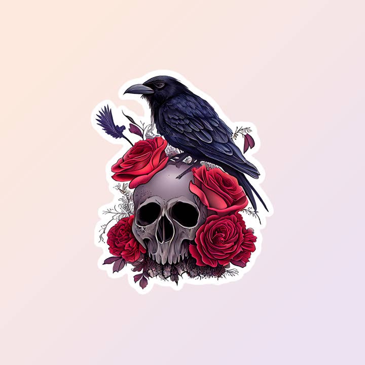 Raven Crow Skull Stickers, Gothic Stickers for wholesale by Sorry Not Sorry Co