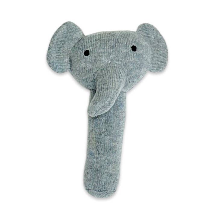 Elefant — Rassel aus Bio-Baumwolle, gestrickt, Spielzeug für Babys für den Großhandel von Viverano Organics