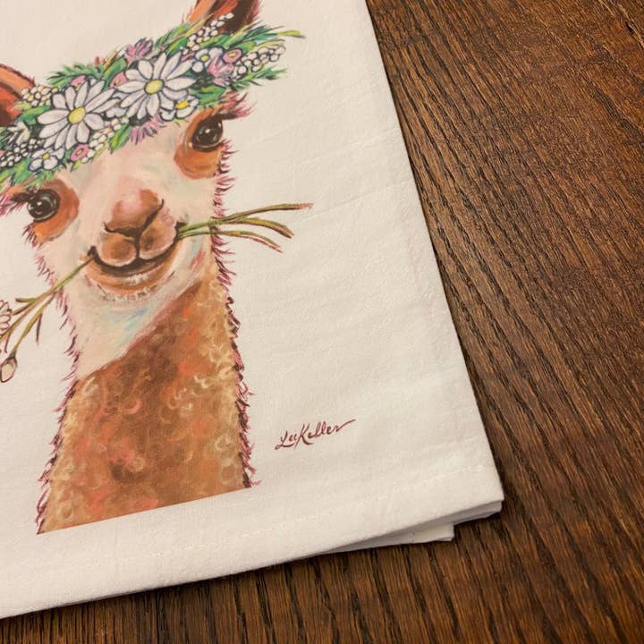 Hippie Hound Studios - Venta al por mayor Paños de cocina - Paño de cocina de alpaca, toalla tipo saco de harina de alpaca con margaritas