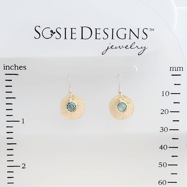 Sosie Designs - Wholesale Dangle Earrings - Matte Gold Brushed Crystal Reflections Earring - Aqua4