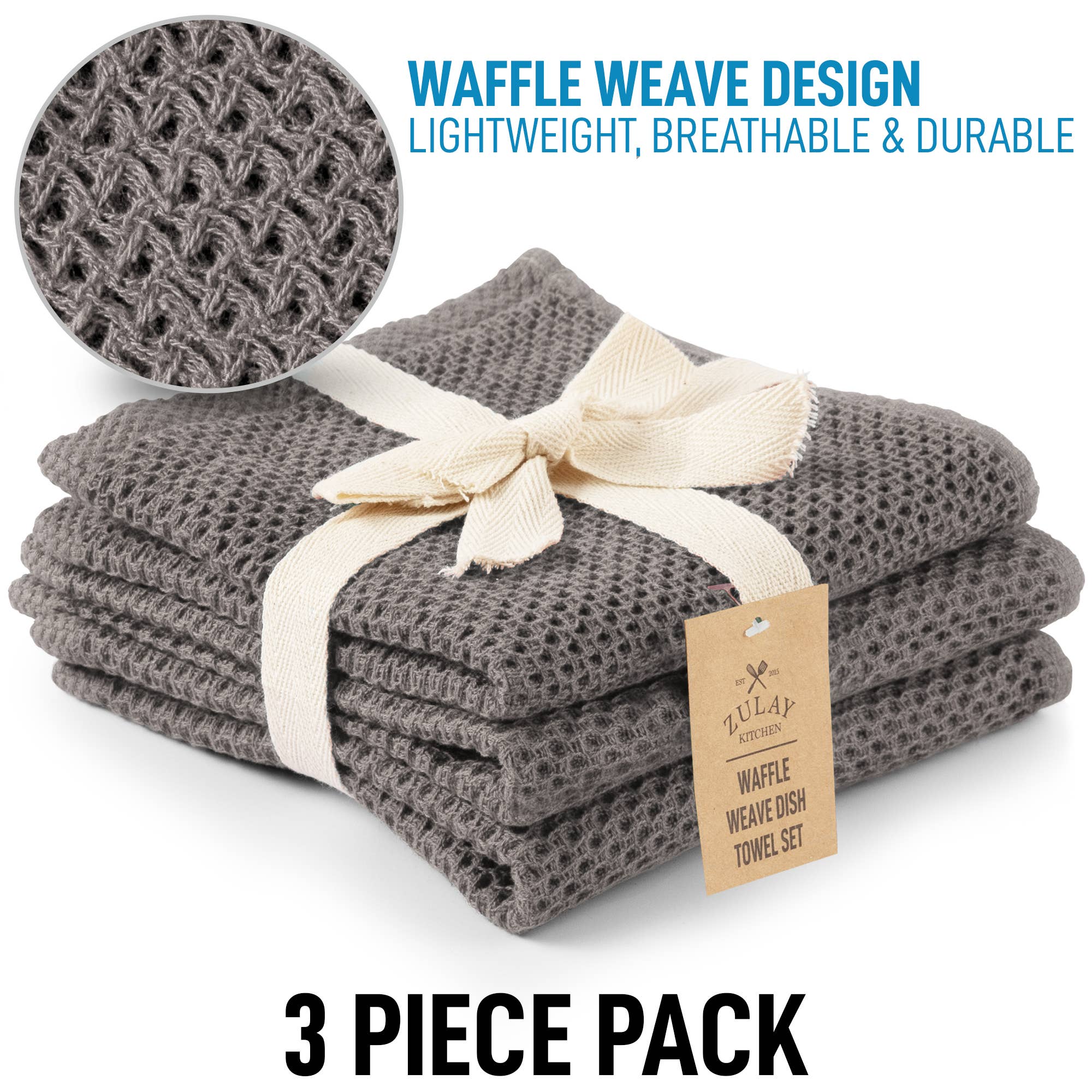 Zulay Kitchen - Vendita all'ingrosso Strofinaccio da cucina - Asciugamano da cucina Waffle Weave, 33 x 28 cm (confezione da 3)2