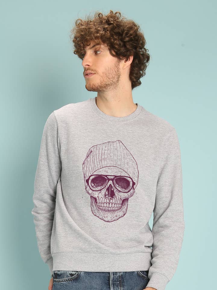 COOL SKULL PORCELÆNSGRÅ SWEATSHIRT TIL MÆND for engroshandel hos Wooop