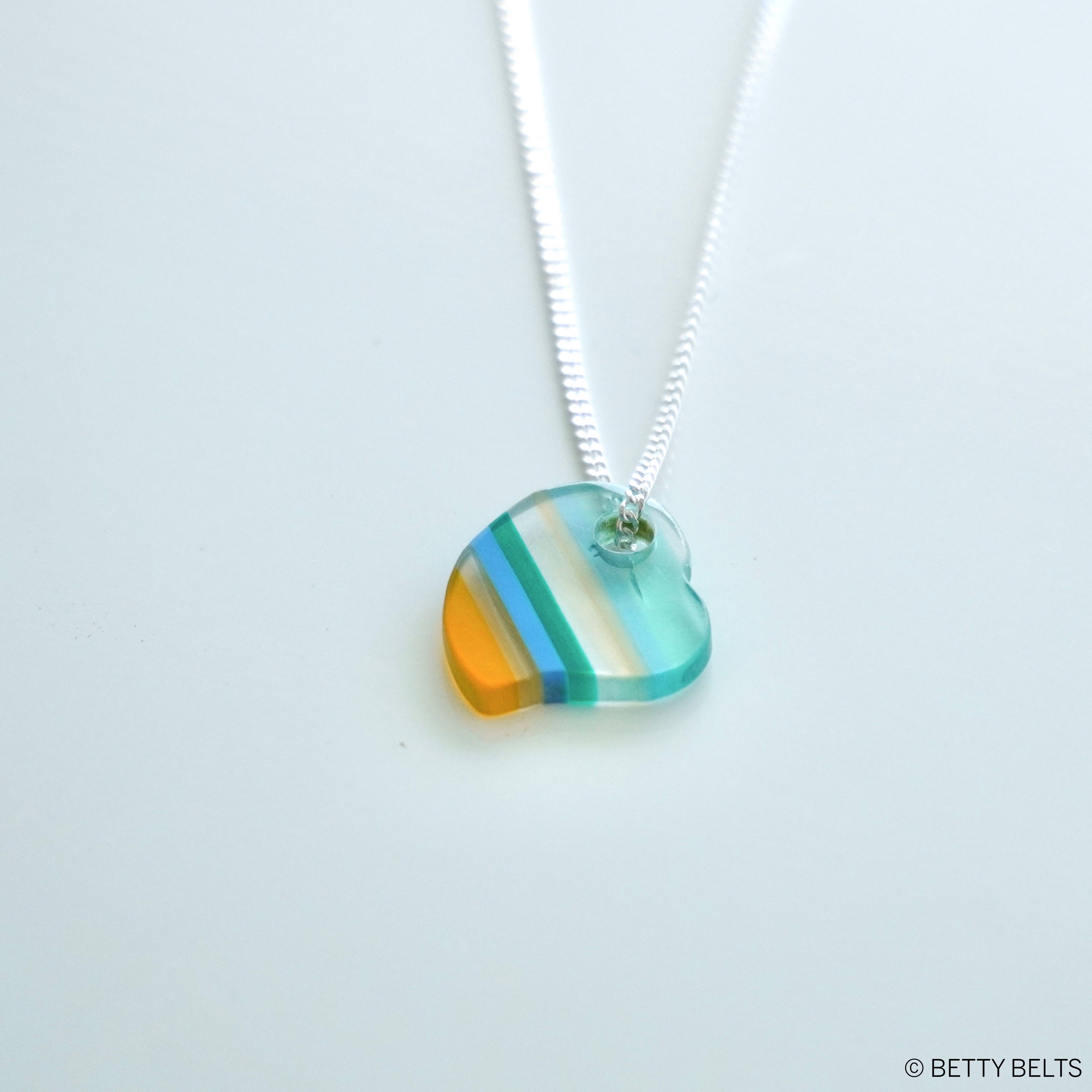 Betty Belts | Ocean Lovers® - Wholesale Pendant/Charm Necklace - Upcycled Surfite Heart Charm Necklace (drilled version)6