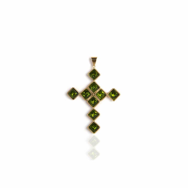 Brigid Cross of Kildare Chica Charm Earth Olivine - Gold for wholesale by VSA Designs Inc.