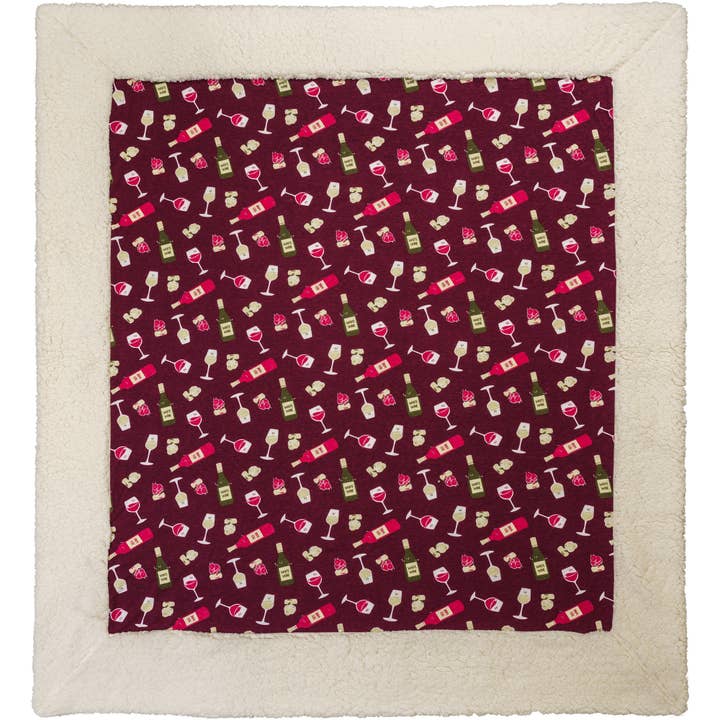 Pavilion - Wholesale Throw blanket - I Love Wine - 45" x 50" Sherpa Blanket5