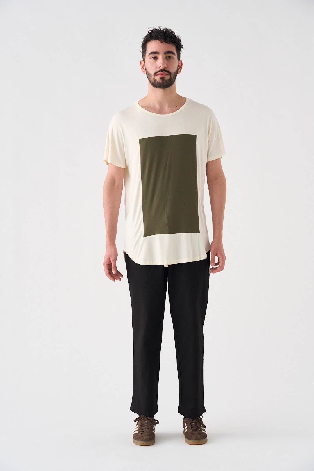 Pitagora - Wholesale T-Shirt - Unisex - Quadrilateral T-shirt Ivory - Green2