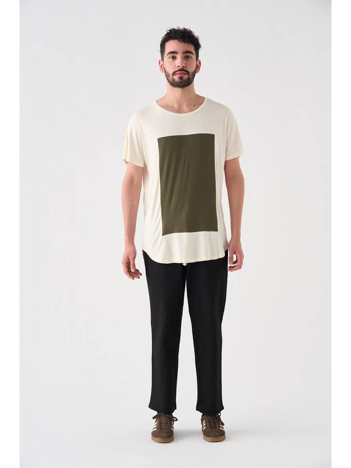 Pitagora - Wholesale T-Shirt - Unisex - Quadrilateral T-shirt Ivory - Green2