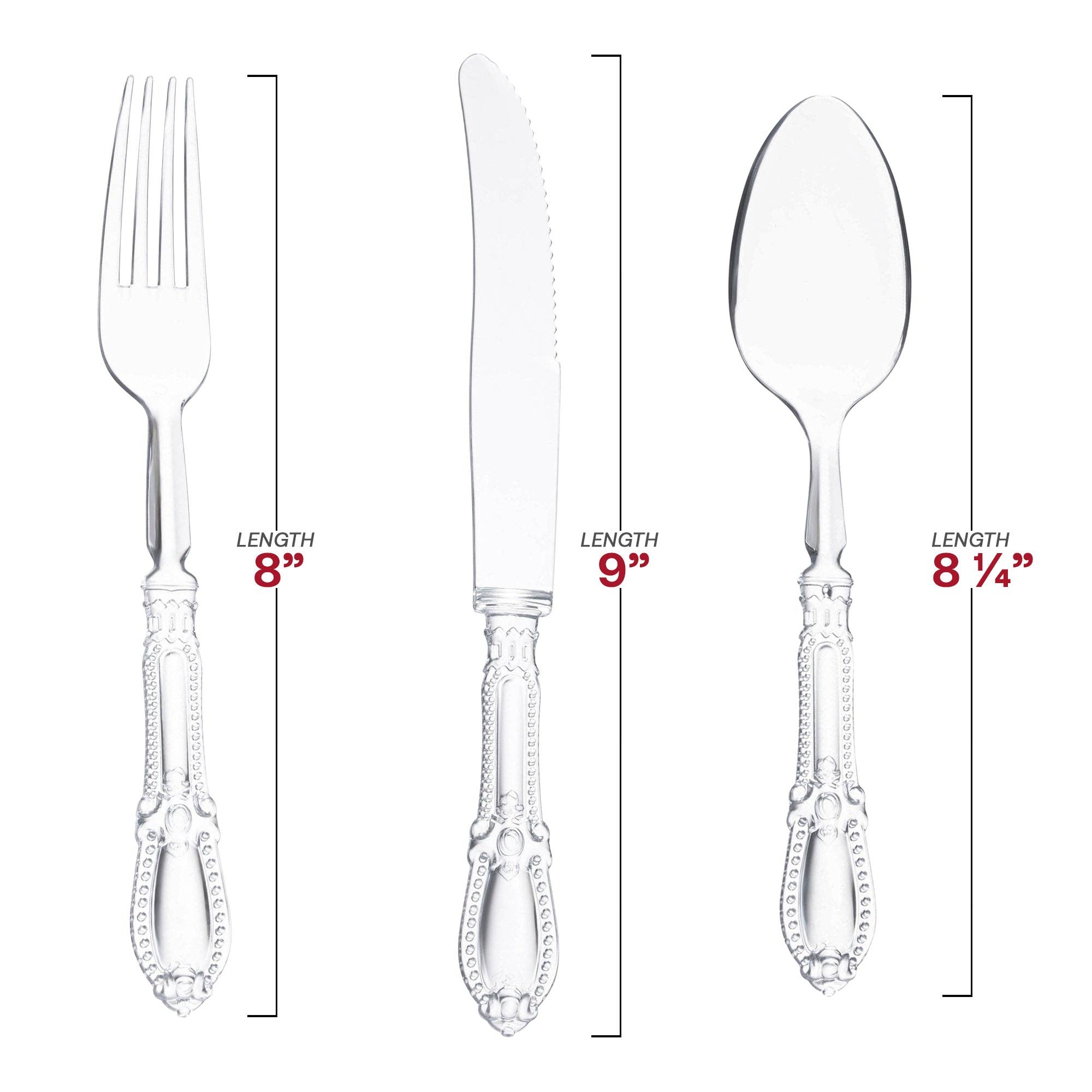 Smarty had a Party - Wholesale Assorted Cutlery Set - Clear Baroque Disposable Plastic Cutlery Set - 20 Guests1