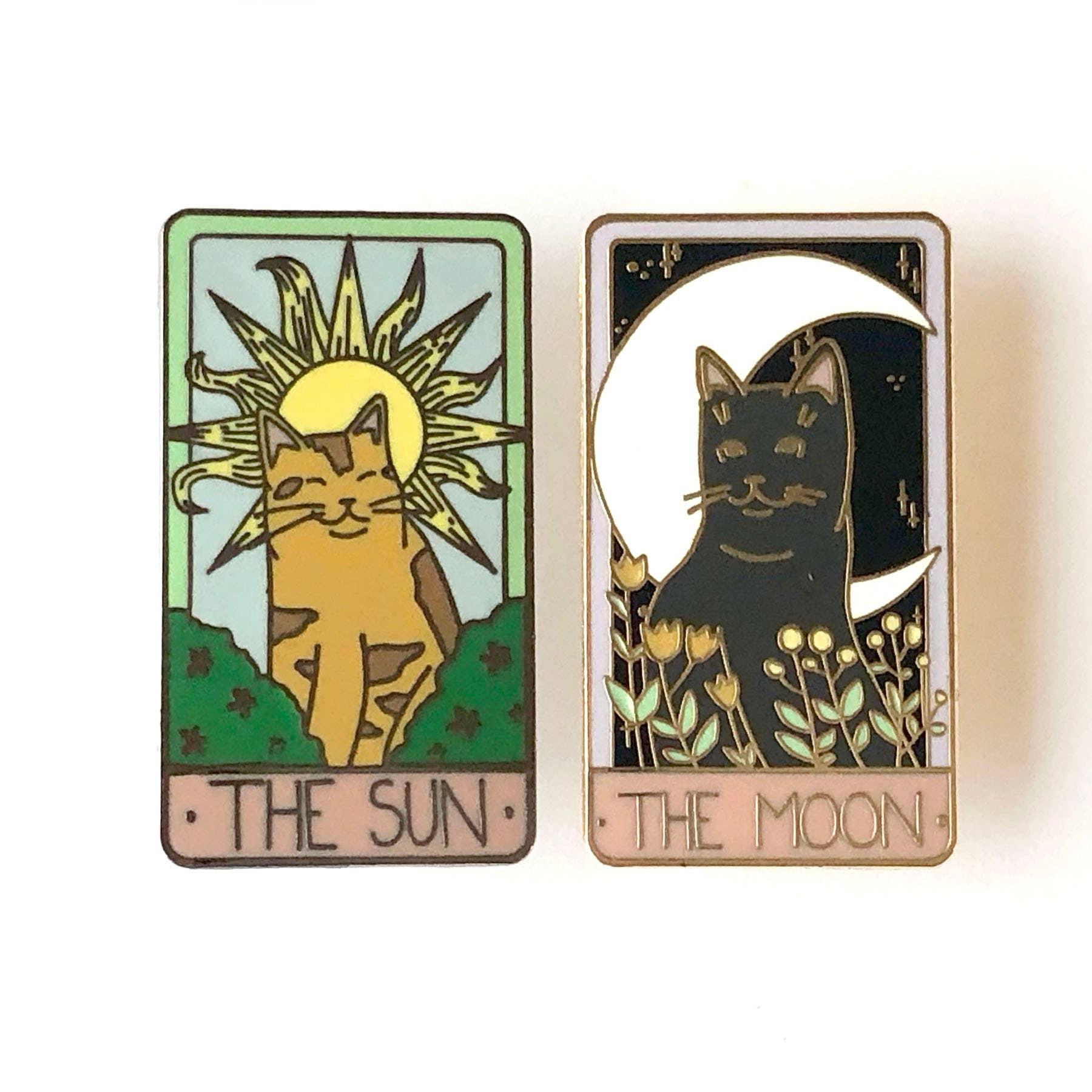 Considerate Cat Design - Wholesale Lapel Pin/Button - The Sun and The Moon Tarot - Hard Enamel Pin2