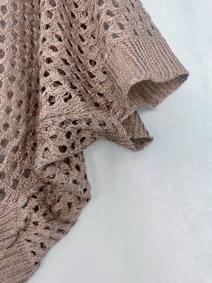 JC Sunny Fashion - Wholesale Cardigan - Women's - JC063344 Eyelet Open-Knit Metallic Cardigan with Front Tie3