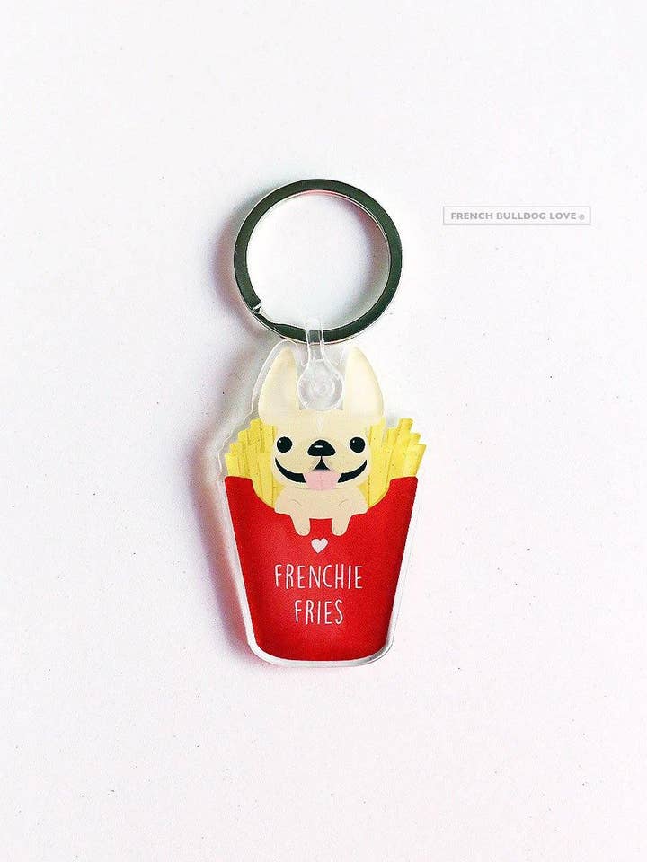 Frenchie Fries Schlüsselanhänger - klares Acryl für den Großhandel von French Bulldog Love