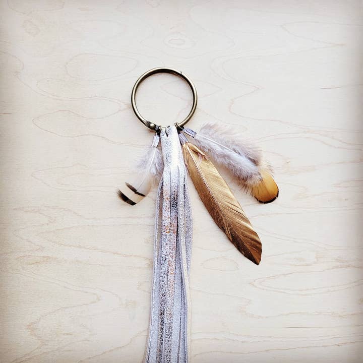 Boho Western Boot Bling Charm with Leather Fringe 500b for wholesale by The Jewelry Junkie