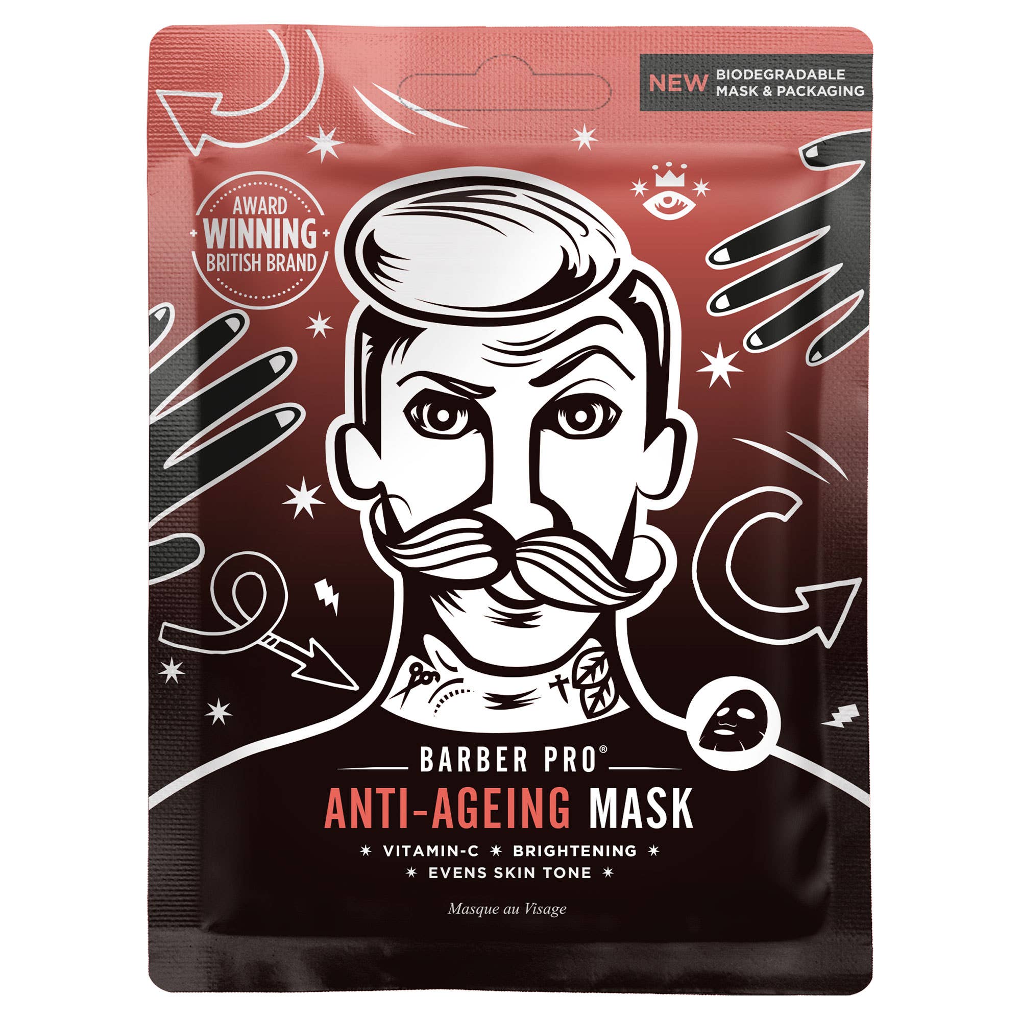 BARBER PRO - Wholesale Gezichtsmasker - Heren - BARBER PRO ANTI-AGEING gezichtsmasker - 100% biologisch afbreekbaar7