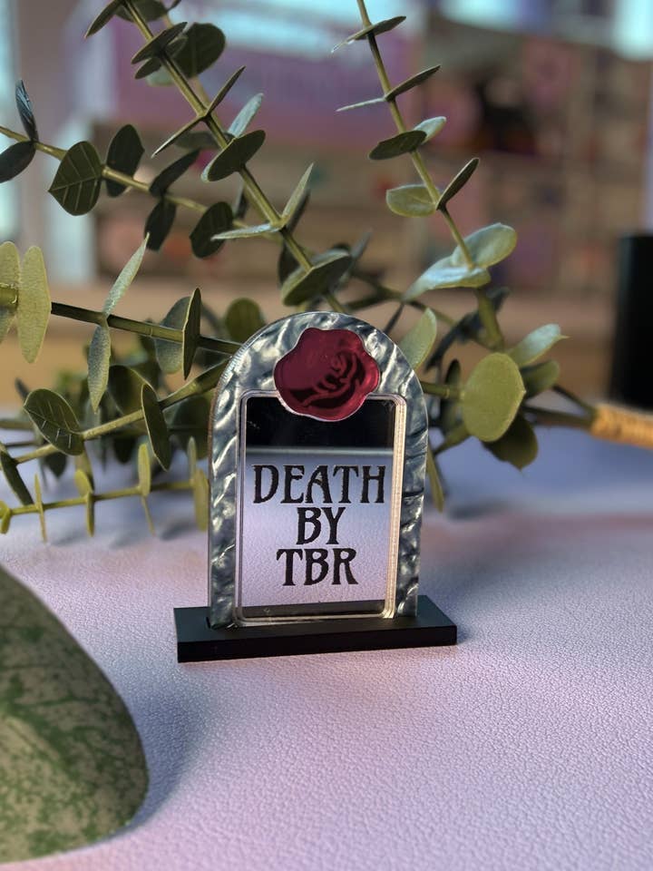 Death by TBR Mini Bookshelf Plaque for wholesale by Lunar Cult Design